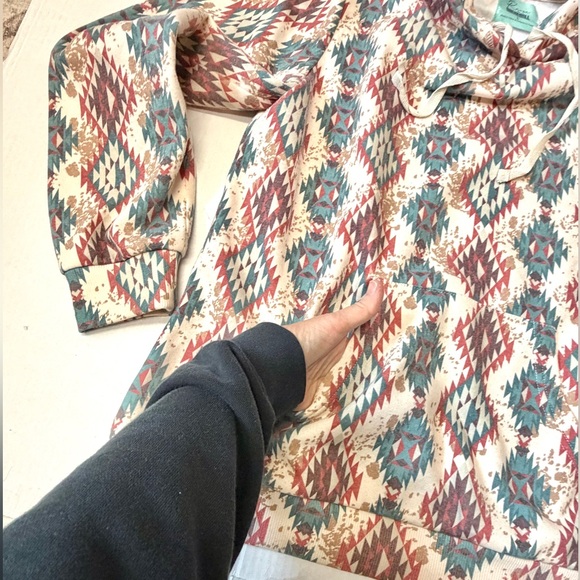 Rock & Roll Cowgirl Aztec Print Pullover Hoodie - Picture 3 of 9